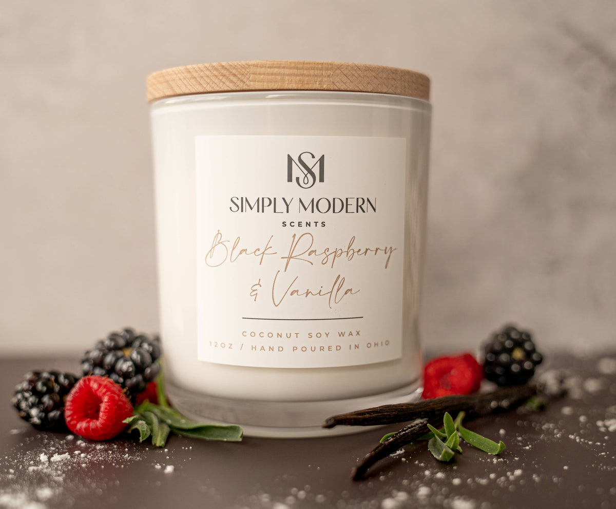 Black Raspberry & Vanilla | White | Coconut Soy Wax Candle