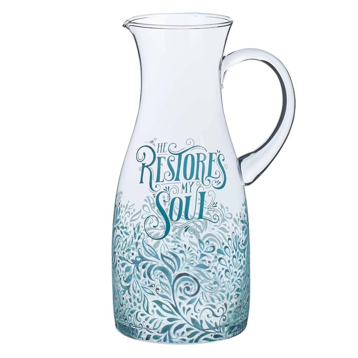 Pitcher Glass He Restores My Soul