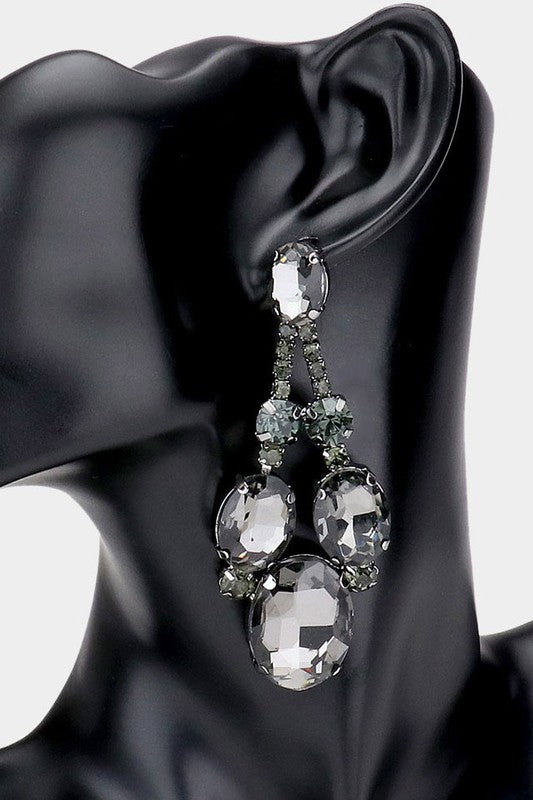 Oval Stone Accented Evening Earrings - Debs on 5th