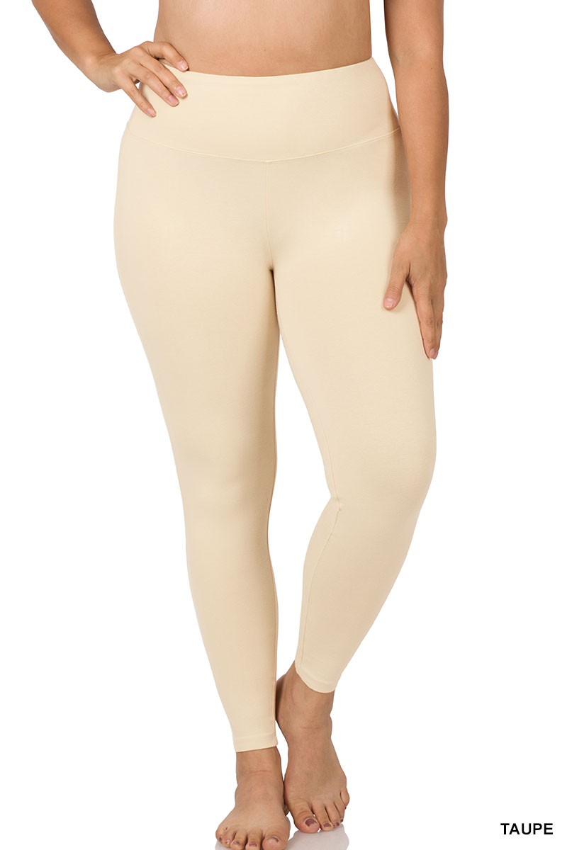 Cotton Wide Waist Leggings Plus - Debs on 5th