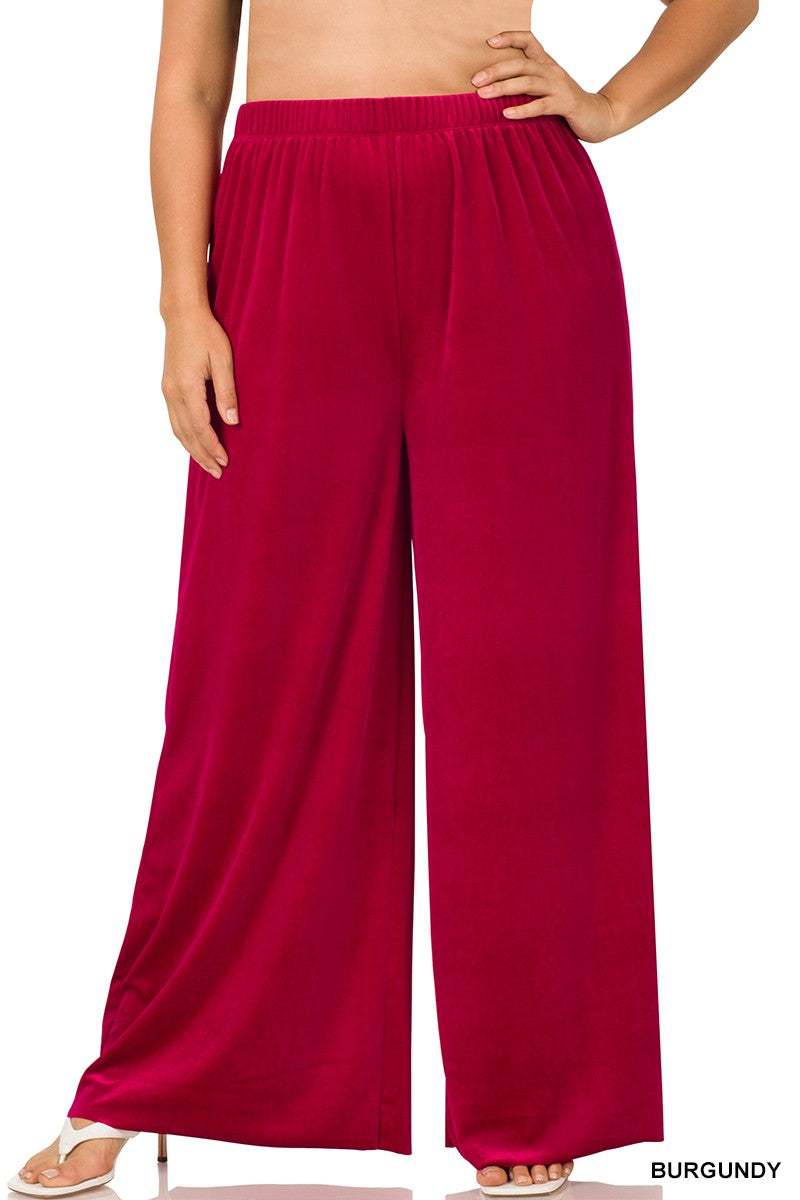 Plus Size Velvet Wide Leg Pants - Debs on 5th