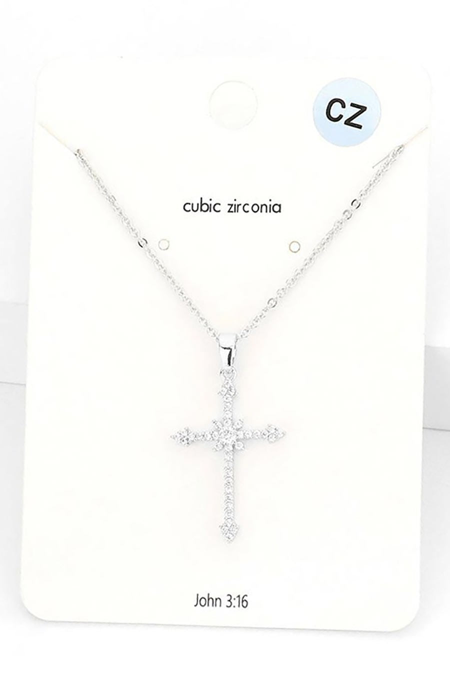 CZ Cross Pendant Necklace - Debs on 5th