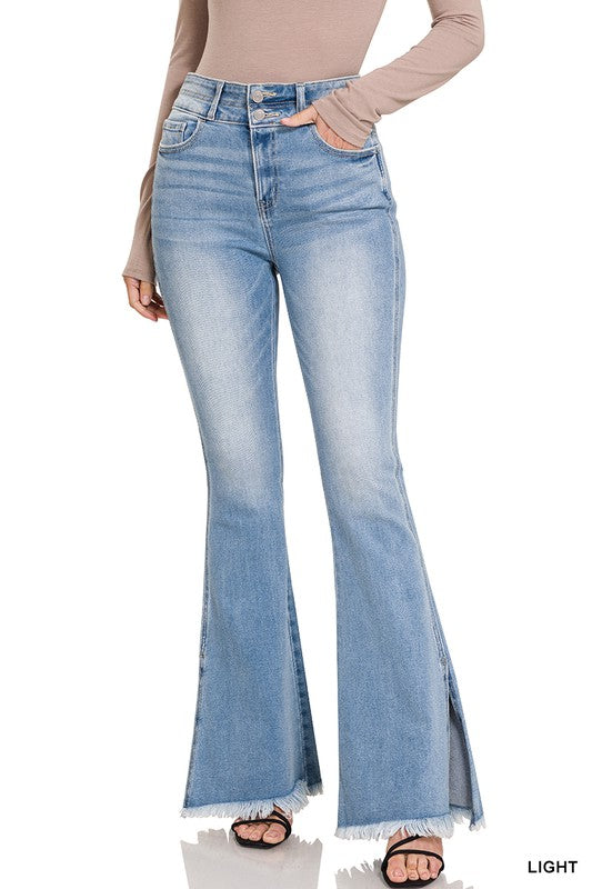 High Rise Jeans with Side Slits - Debs on 5th