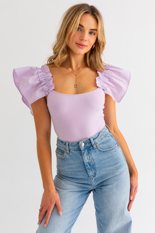 Angel Ruffle Sleeve Bodysuit - Debs on 5th