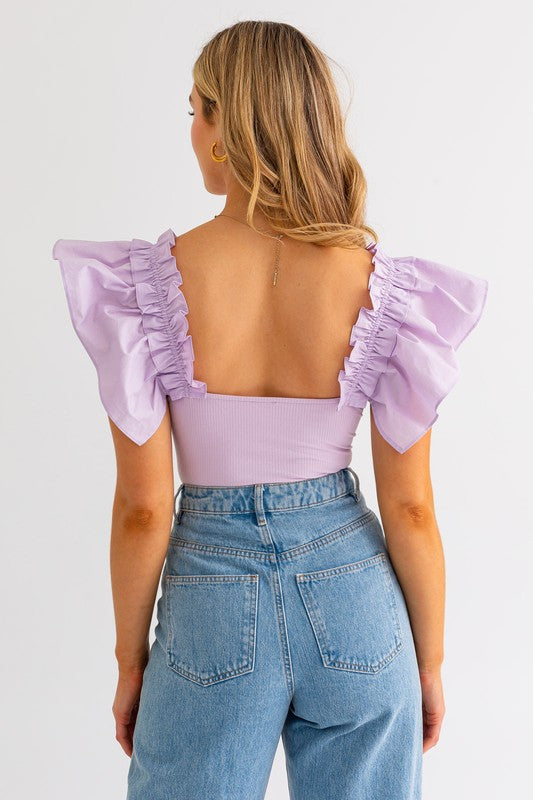 Angel Ruffle Sleeve Bodysuit - Debs on 5th