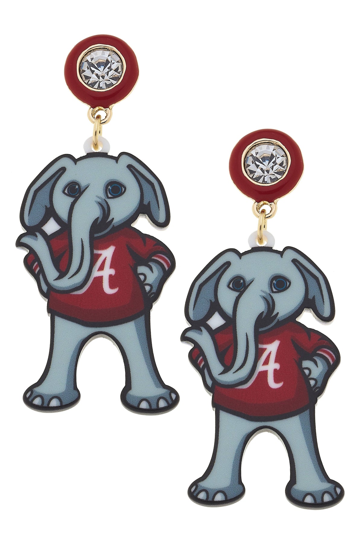 Alabama Big Al Resin Mascot Earrings in Red/Grey
