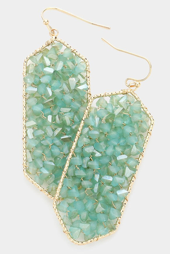 Bead Cluster Hexagon Dangle Earrings - Debs on 5th