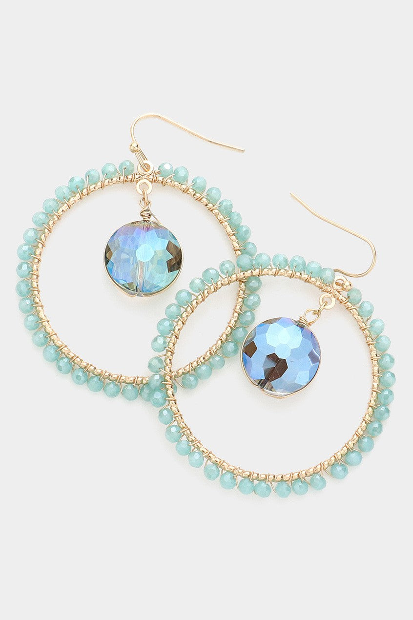Bead Trimmed Open Circle Dangle Earrings - Debs on 5th