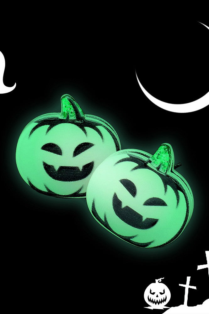 Glow in the Dark Pumpkin Stud Earrings - Debs on 5th