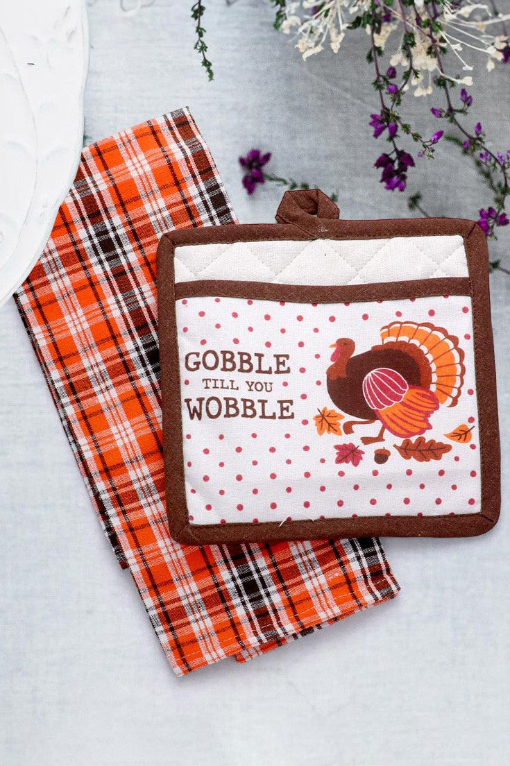 2PCS - Pumpkin Pot Holder and Kitchen Towel Set - Debs on 5th