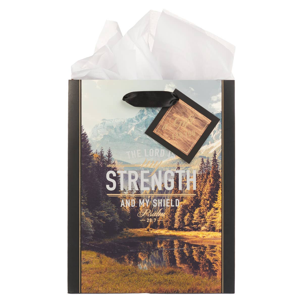 Gift Bag MD Brown/White Lord is My Strength Ps. 28:7