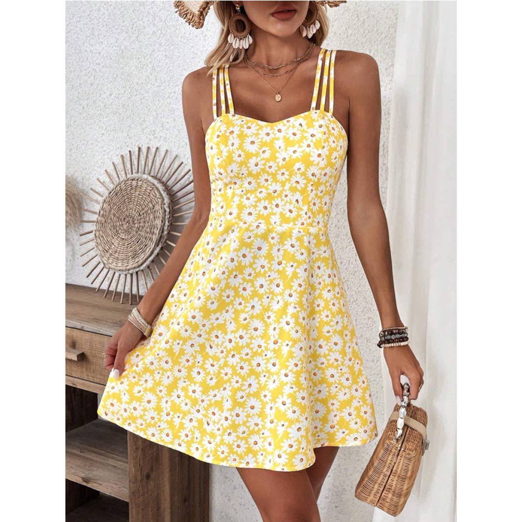 Daisy Print Spaghetti Strap Sundress