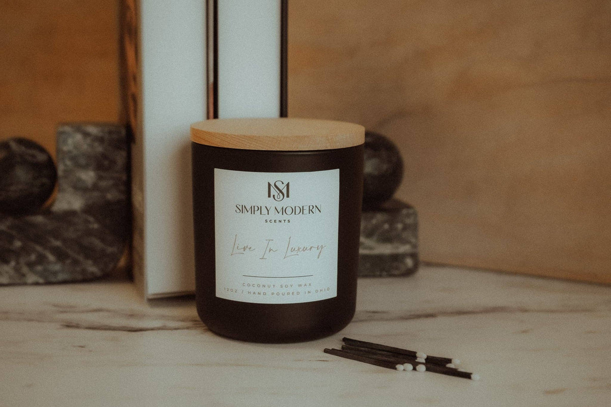Live in Luxury | Black | Wood-Wick Coconut Soy Wax Candle