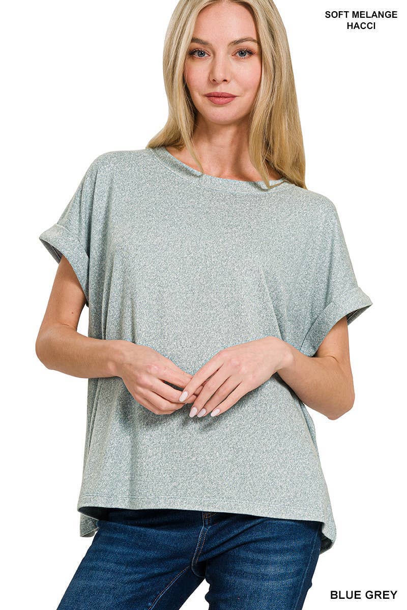 Soft Melange Short Sleeve Top