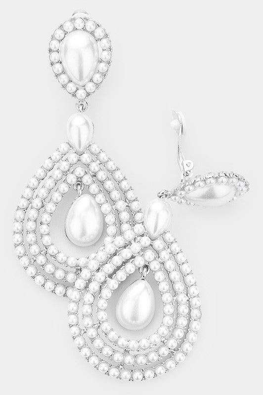 Crystal Pave Trimmed Teardrop Clip On Earrings - Debs on 5th
