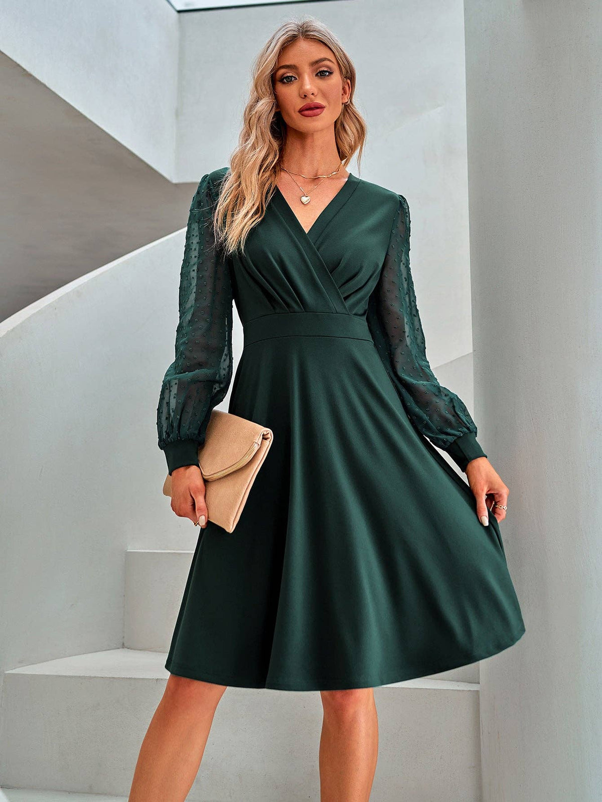 V-neck European Jacquard Dress