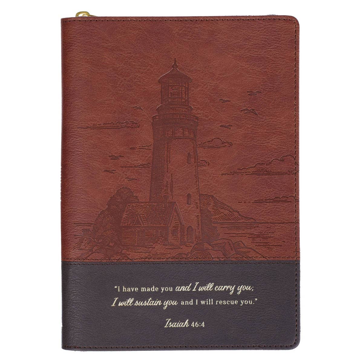 Journal Classic Zip Two-tone Brown I Will Carry You Isa 46:4