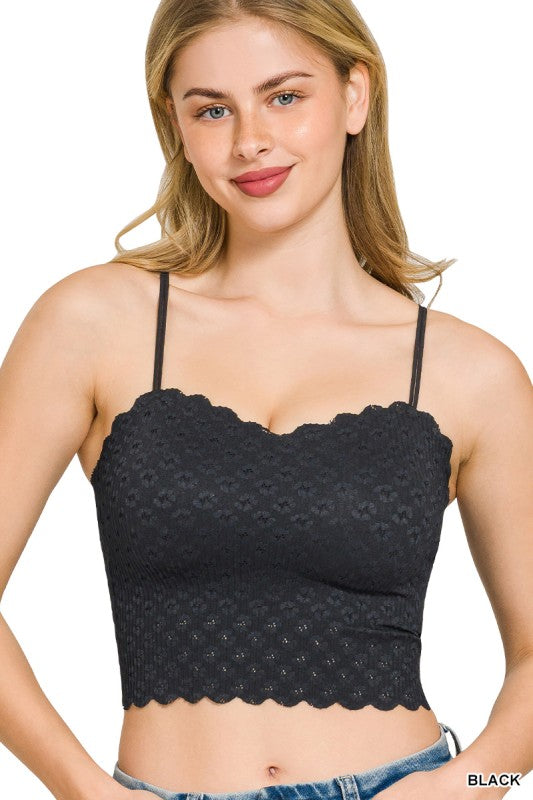 Seamless Lace Bralette With Bra Pads