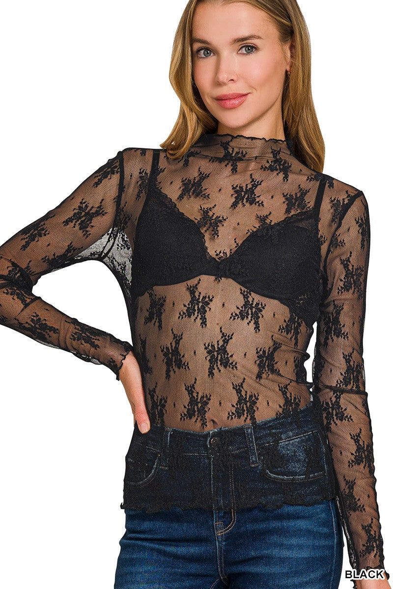Lace See-Through Top