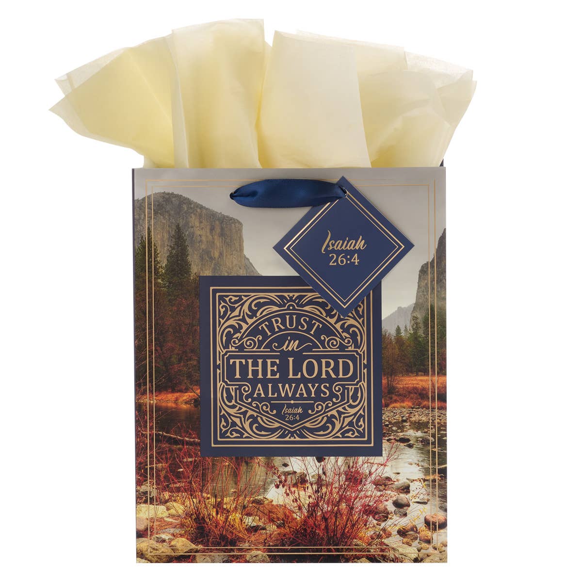 Gift Bag MD Blue/Cream Trust in the Lord Isa. 26:4