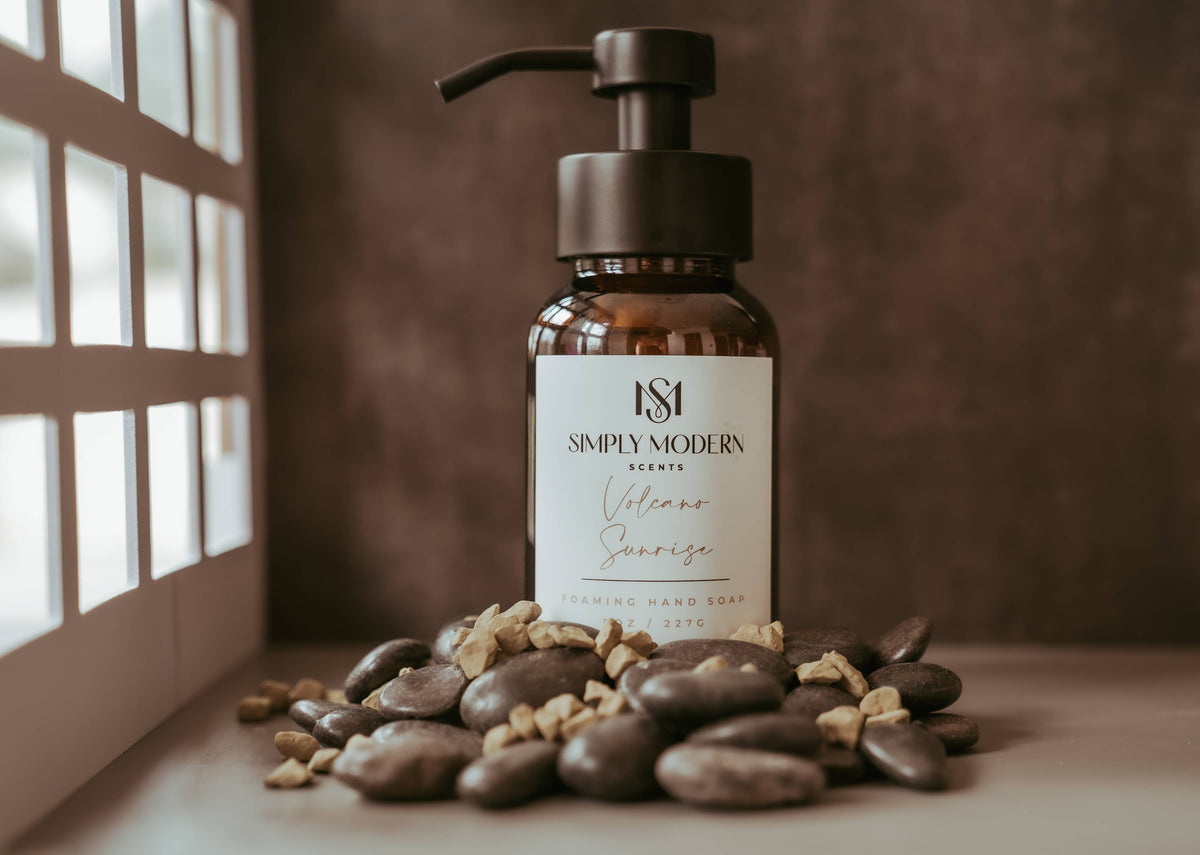 Volcano Sunrise Foaming Hand Soap | Amber Glass Bottle