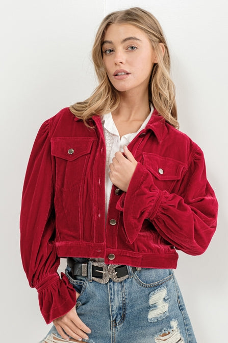 Velvet Crop Jacket - Debs on 5th