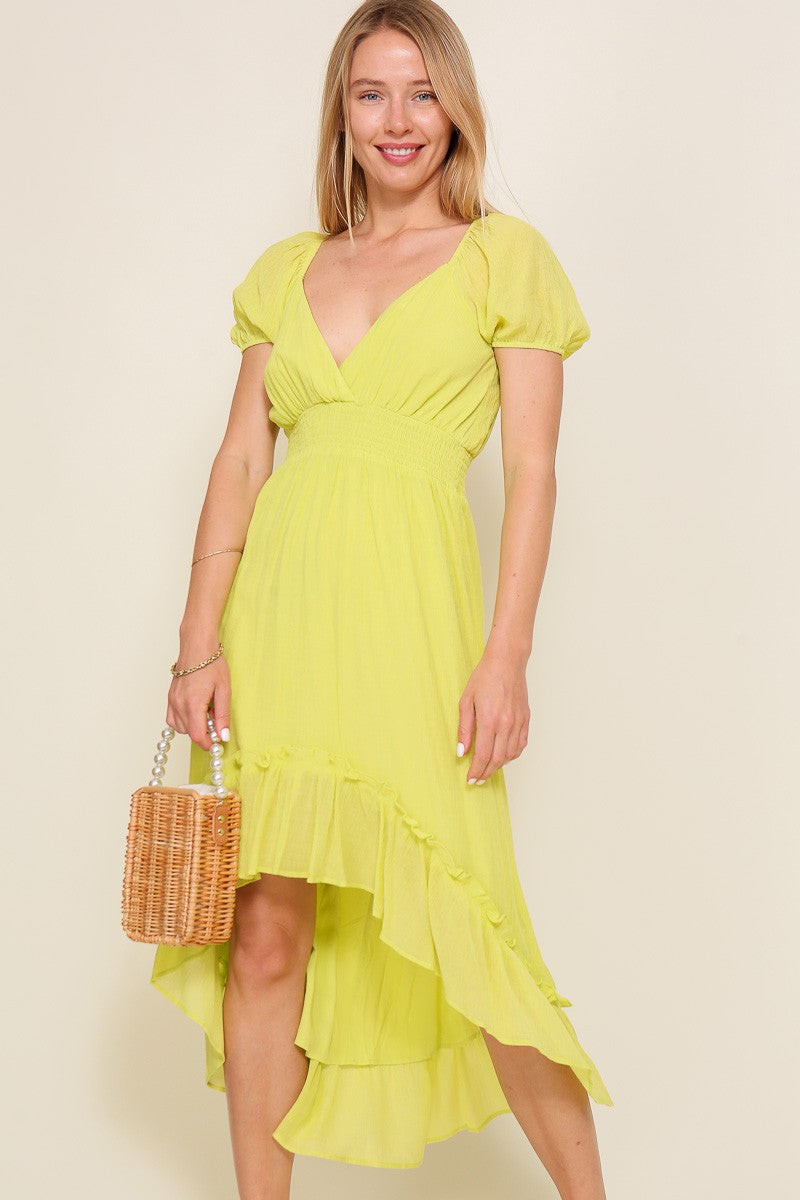 Astor Ruffle Hem Midi Dress - Debs on 5th