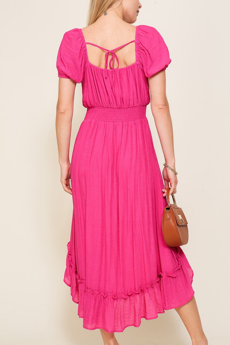Astor Ruffle Hem Midi Dress - Debs on 5th