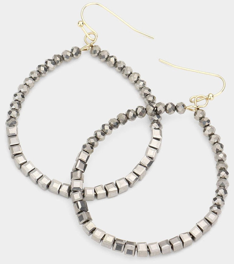 Faceted beaded open circle dangle earring - Debs on 5th