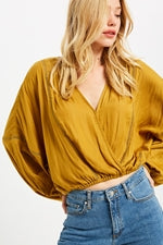 Dolman Sleeve Cropped Surplice Blouse - Debs on 5th