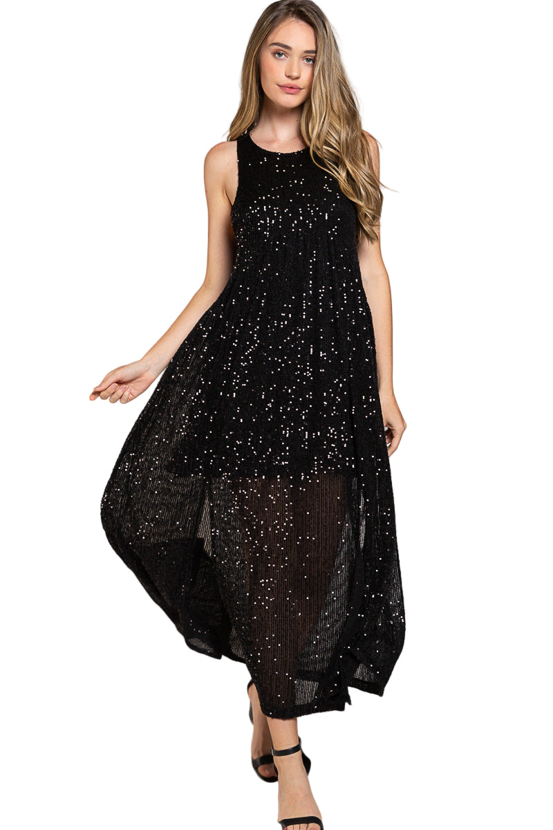 Sequin Sleeveless Relaxed Fit Dress - Debs on 5th