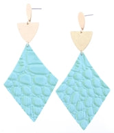 Gold Teardrop Post with Gold Half Eclipse Alligator Leather - Debs on 5th