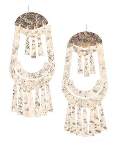 Gold Patterned Multi Shape with Dangles Post Earring - Debs on 5th
