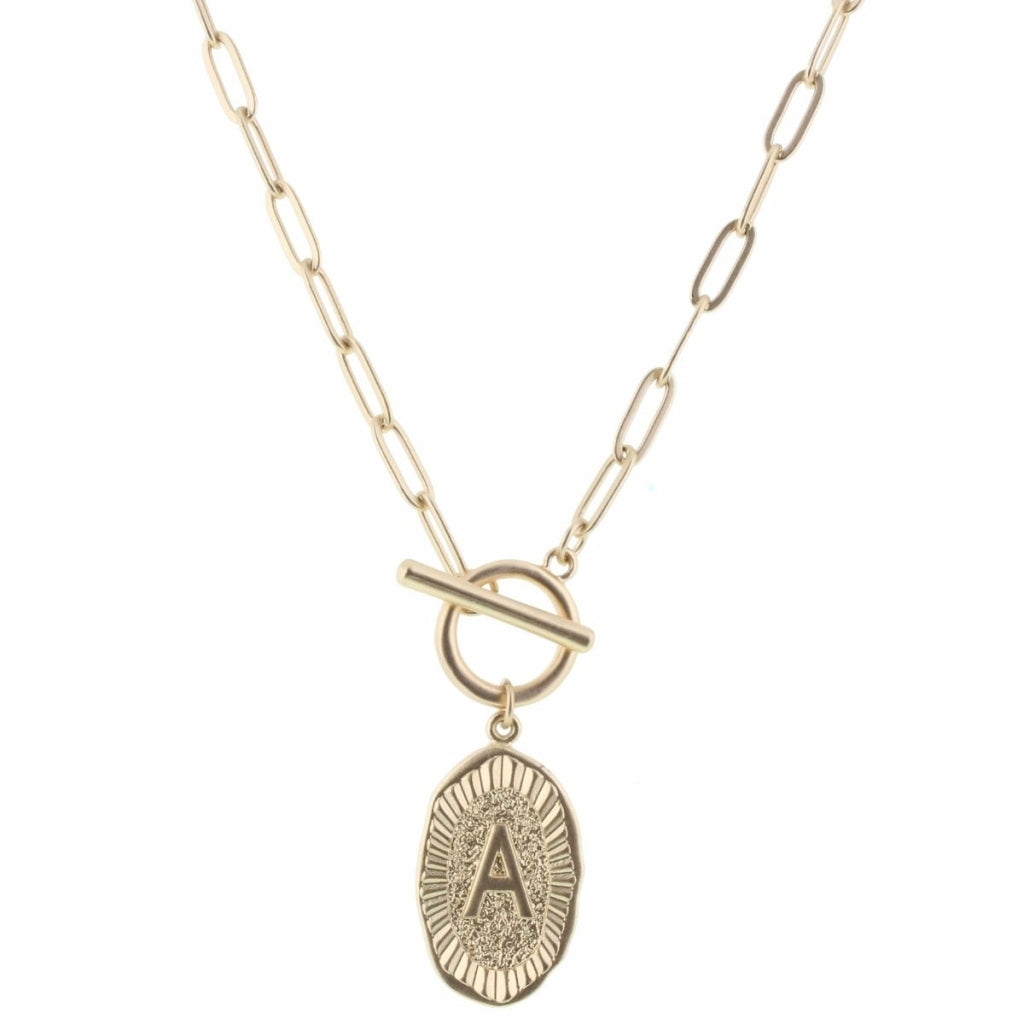 Gold Stamped Initial With Link Chain - Debs on 5th