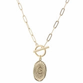 Gold Stamped Initial With Link Chain - Debs on 5th