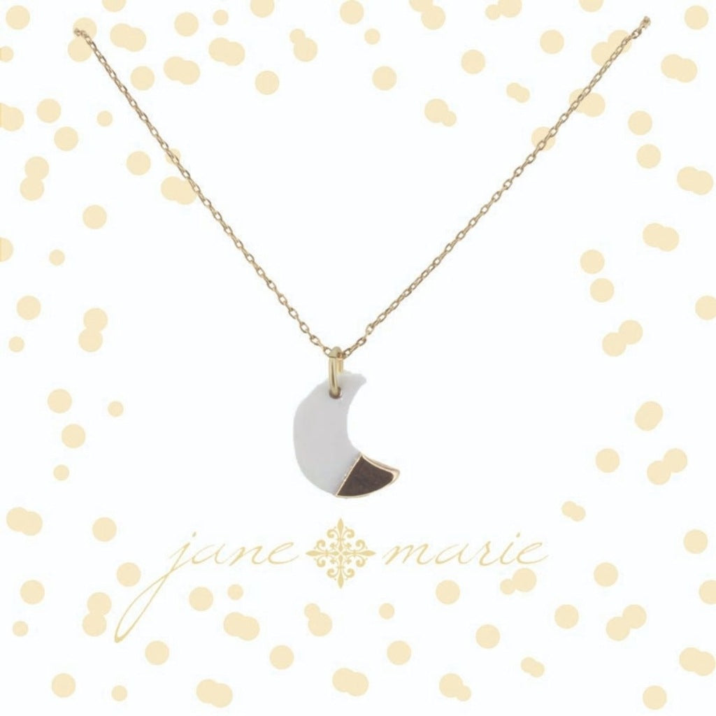 16" Colorblock White and Gold Moon, .25" Pendant - Debs on 5th
