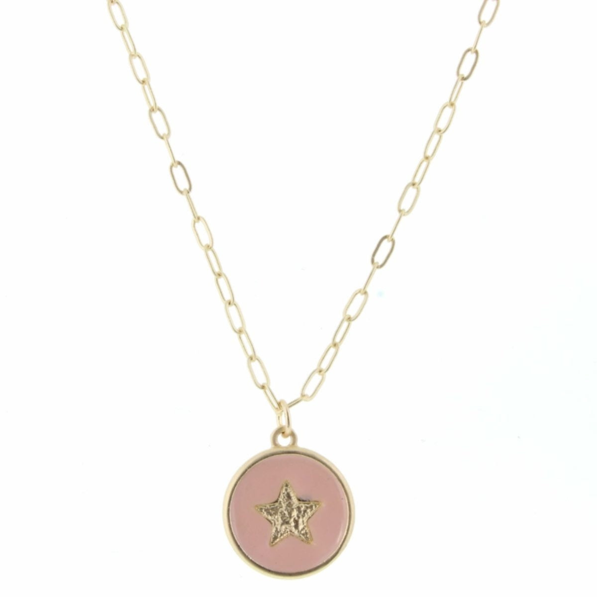 18-24" Gold Chain & Blush Enamel Star Charm Adjustable Necklace - Debs on 5th