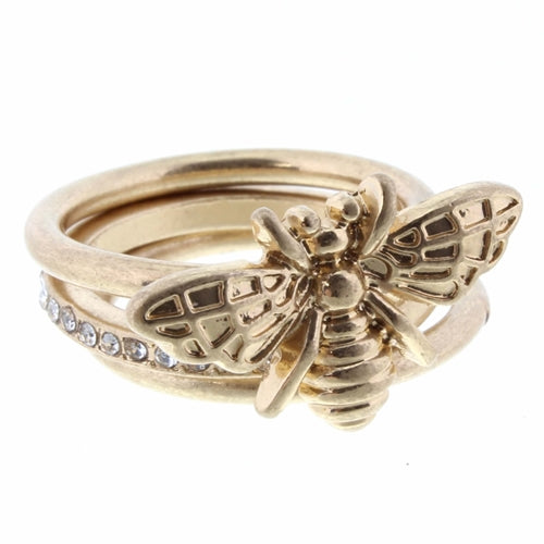 Bee 3 Layer Stackable Ring - Debs on 5th