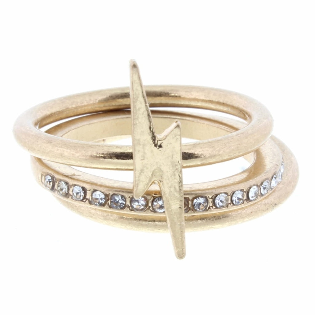 Gold Lightning Bolt 3 Layer Stackable Ring - Debs on 5th