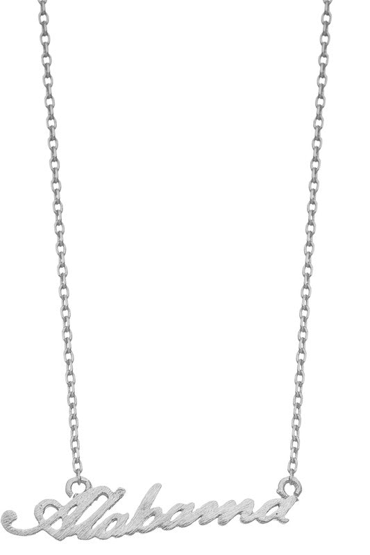 Brass Alabama Script Necklace - Debs on 5th