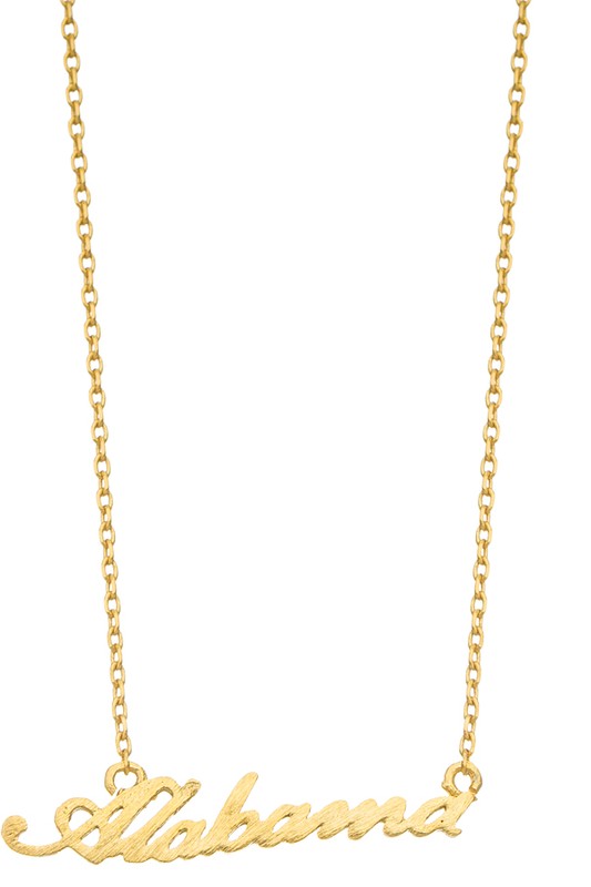 Brass Alabama Script Necklace - Debs on 5th