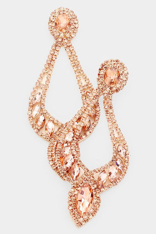 Rhinestone Trim Glass Crystal Evening Earrings - Debs on 5th