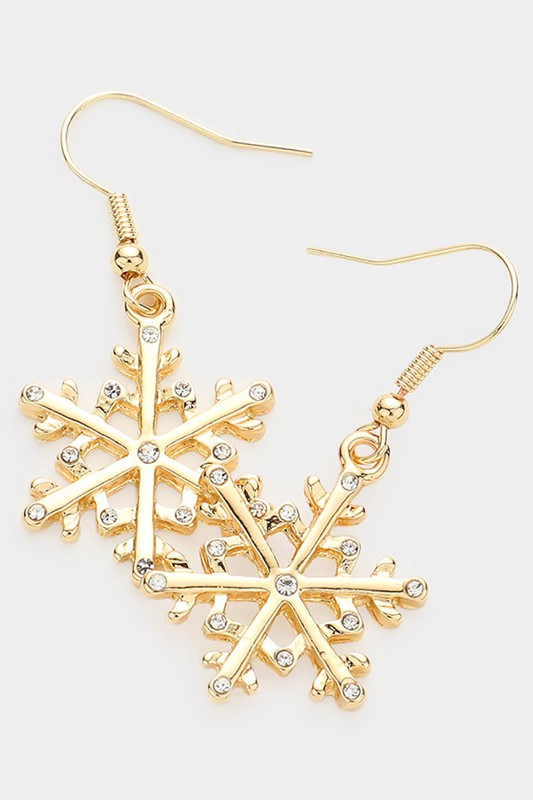 Rhinestone Embellished Snowflake Earrings - Debs on 5th