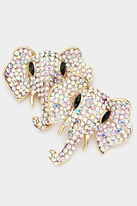 Stone Embellished Elephant Earrings - Debs on 5th