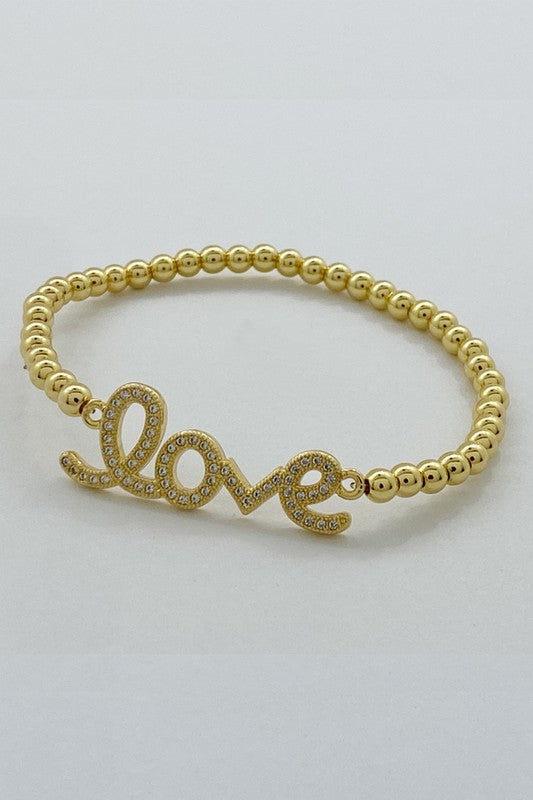 Love Metal With Rhinestones Bracelet - Debs on 5th