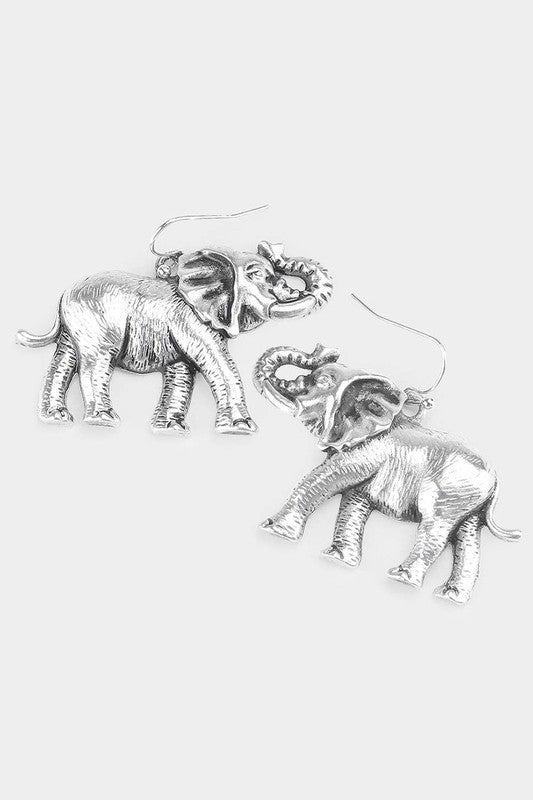 Antique Metal Elephant Earrings - Debs on 5th