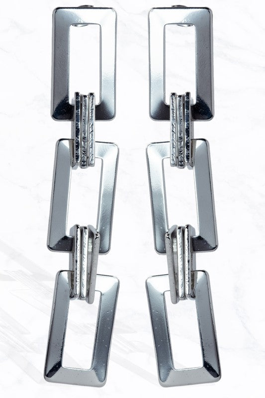 Rectangle Chain Drop Earrings - Debs on 5th