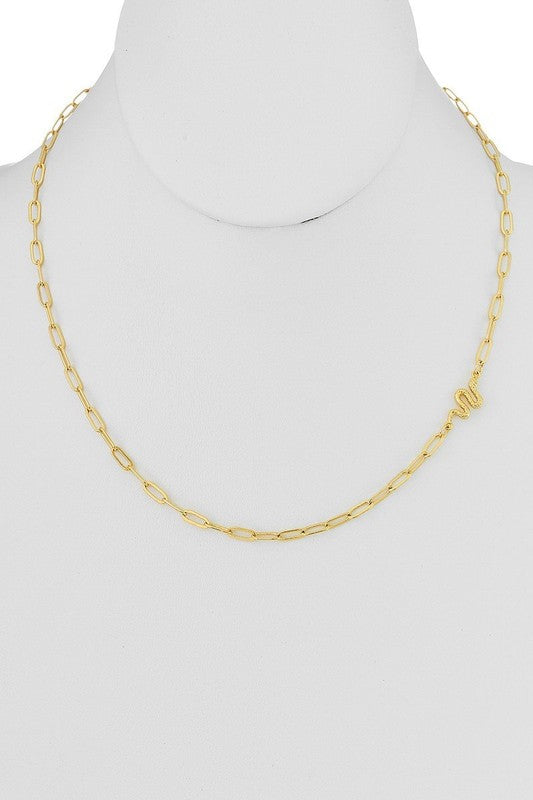 Chain Necklace with Snake Charm - Debs on 5th