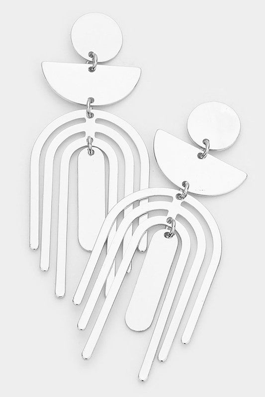 Brass Metal Abstract Earrings - Debs on 5th