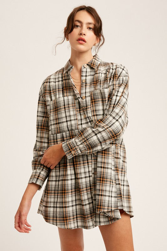 Era Of Us Plaid Button Down Top - Debs on 5th